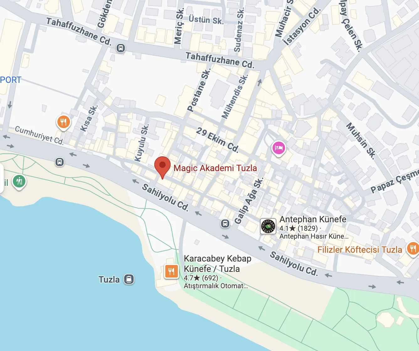 Tuzla şubesinin harita konumu